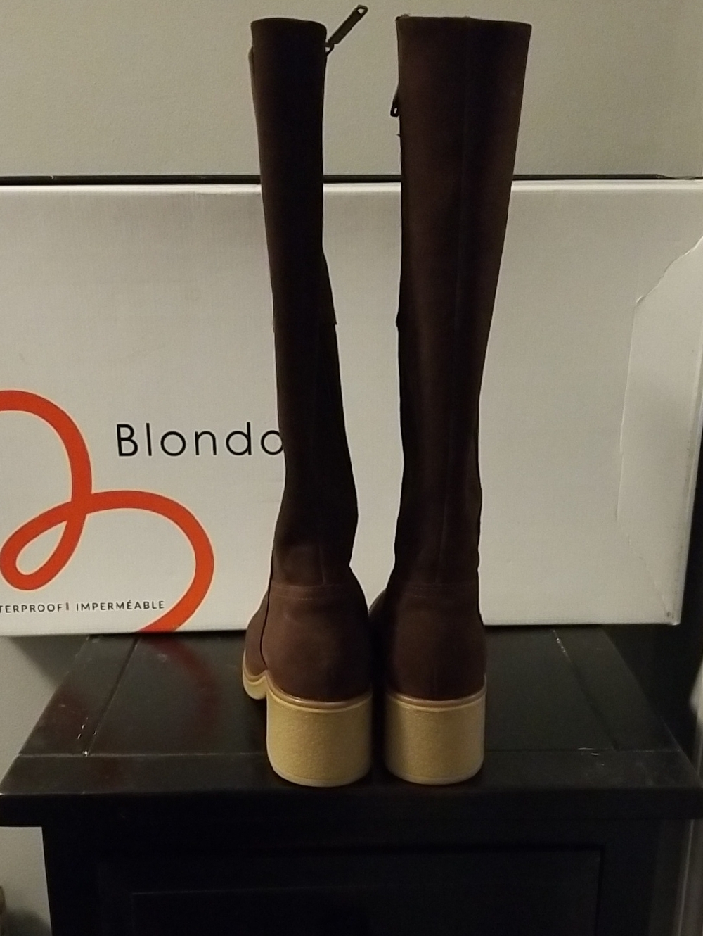 Blondo Brown Over-the-Knee Platform Boots with Tan Sole
